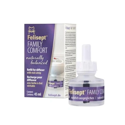 Imagen de Felisept Family Comfort Agente Relajante En El Hogar Multigato Repuesto 45ml Con Hierba Gatera Natural sin Feromonas para gatos Libera Las Tensiones Los Hogares Multigatos