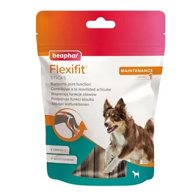 Imagen de Beaphar Flexifit Sticks barritas articulares para Perros Activos Sabor a Carne Omega 3, glucosamina y mejillón de Labio Verde 175g