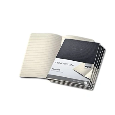 Imagen de SIGEL CO861 Cuaderno de notas, 18.7 x 27 cm, a líneas, Softcover, negro, 5 unidas, Conceptum
