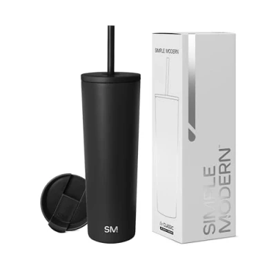 Imagen de Simple Modern Insulated Tumbler Cup with Straw Lid and Flip Reusable Stainless Steel Water Bottle for Cold Brew Tea Iced Coffee Travel Mug Classic Collection 830ml