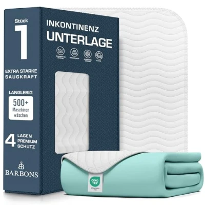 Imagen de Barbons protector de colchón lavable para incontinencia, 60 x cm, impermeable, cama, lavable, protección contra la humedad (60 cm)