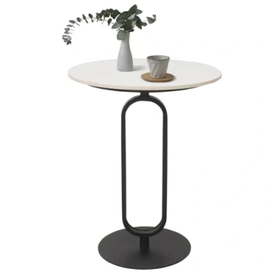 Imagen de Cre Cra Mesa Lateral de mármol,Mesa Centro Redonda,Mesa Auxiliar para Sofá Salón Dormitorio,Mesa Metal,Mesita Café Moderna,Mesa Sofa Negro