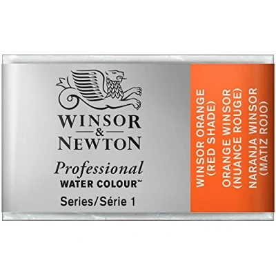 Imagen de Winsor &amp; Newton Acuarela Profesional Pintura de Acuarela, Alta Luminosidad, Resistente a la Luz, Calidad Archivo, Godet, Color Naranja M Rojo