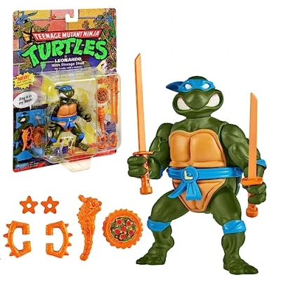 Imagen de Tortugas Ninja, Figura articulada de 10 cm, Figruine colección clásica, Leonardo, Juguete para niños a Partir 4 años, Giochi Preziosi T0001A