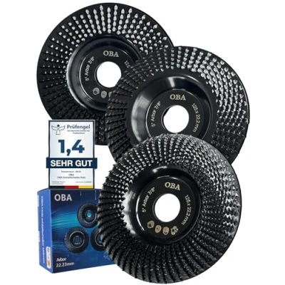 Imagen de OBA Muela Amoladora 125mm, 3 Pedazos Discos Madera para Amoladoras Angulares de Carburo Tungsteno,molienda tallado