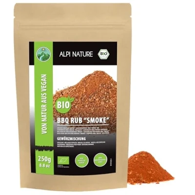 Imagen de BBQ Rub orgánico sabor ahumado, mezcla de especias para asar a la parrilla, adobo seco, parrilla 100% natural, sin aditivos artificiales, ingredientes orgánicos (250 GR)