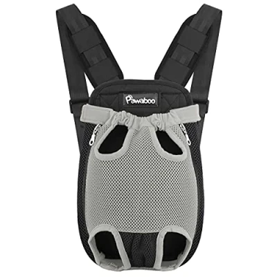 Imagen de Pawaboo Mochila del Perro, Adjustable Bolsa Delantera Pet Front Cat Dog, Carrier Backpack Piernas Afuera Fácil de Ajustar para Viajar Senderismo Camping, Talla L Gris