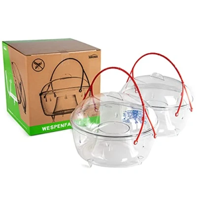 Imagen de Aroba Juego de 6 trampas para avispas, moscas, mosquitos, 18 cm, respetuosas con el medio ambiente, sin veneno, muy eficaz