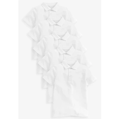 Imagen de NEXT Pack de 5 Polos Escolares Manga Corta 100% algodón Blanco 10 Años