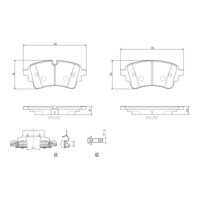 Imagen de BREMBO P85185NX Juego de pastillas freno preparado para indicador desgaste con tornillos pinza freno, Chapa antichirridos accesorios
