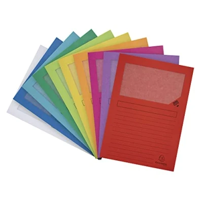 Imagen de Exacompta 50000E Lote de 50 Subcarpetas Forever 120 con Ventana e Impresas, Colores Surtidos Vivos (Multicolor) 22 x 31 cm