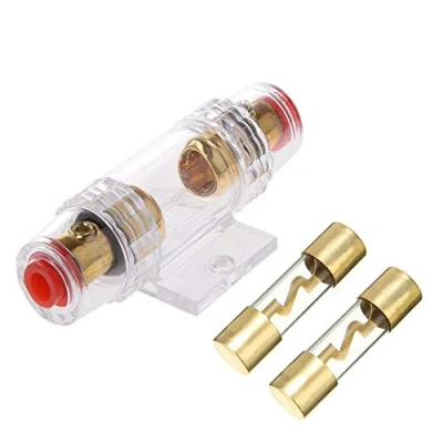 Imagen de ETOPARS 30A Portafusibles AGU Coche Potencia Audio automotriz la Seguridad Proteger Tubo Vidrio Chapado Oro con 2 Piezas 30Amp Fusible
