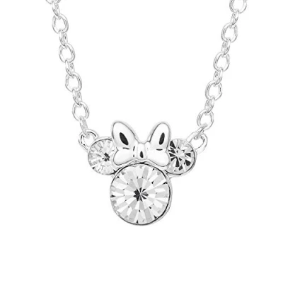 Imagen de Disney Collar con colgante de piedra natal cristal Minnie Mouse, chapado en plata, 40+5 cm