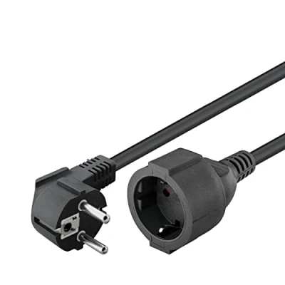 Imagen de Goobay 93094 Cable alargador acodado de alimentación/Enchufe con Toma Tierra 250V Contacto 5 Metros alimentación para Interiores/Negro / 5m