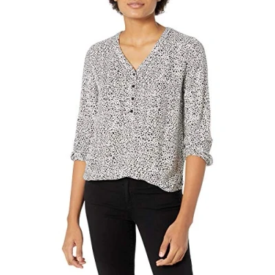 Imagen de Amazon Essentials Camisa Popover con Botones y Mangas 3/4 Mujer, Negro Blanco Estampado de Animales, XXL