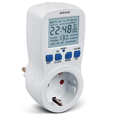 Imagen de ORNO PRE 409(GS) Temporizador Enchufe 3680W 16A 230V 16 Programas de Tiempo Funcion Cuenta Atras
