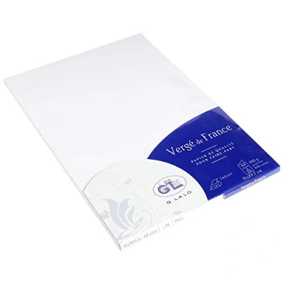 Imagen de G. Lalo 47200l Papel Vergé de France (210g, DIN A4, 21 x 29,7 cm, 50 hojas), color blanco, extra weiß 22,9 16,2 cm mit Falz