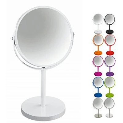 Imagen de Spirella colección Sydney, Espejo de pie para tocador o baño 17x17x27 (Reversible: 100% y x2 aumentos), Metal, Blanco