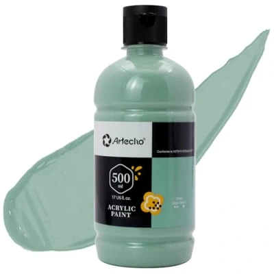 Imagen de Artecho Pinturas Acrilicas 500ml Verde Salvia, Impermeable y resistente a la luz, para Lienzos, Tela, Madera, Cristal, Piedras.