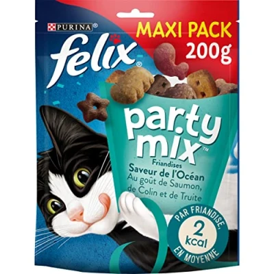 Imagen de FELIX Party Mix Adulto Dulces para Gatos Sabor Océano Salmón, Colion y Trucha Lote de 5 x 200 g
