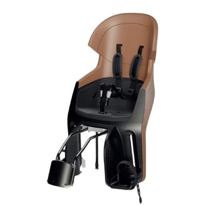 Imagen de BOBIKE 8010900002 Silla Bicicleta Reclinable Trasera fijación al Cuadro Exclusive Evolve Maxi con diseño Envolvente, suspensión integrada y arnés 5 Puntos para niños, Marrón Canela