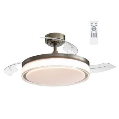 Imagen de wonderlamp Ventilador Techo LED con Aspas Plegables, Motor DC silencioso, Cuero, 3 CCT Regulable 45W, Cuero