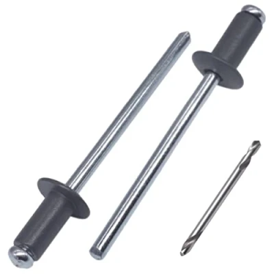 Imagen de SKIR&#039;CO remaches ciegos pintados (100 piezas) 4,0 x 8 mm, de aluminio, broca incluida (gris antracita RAL 7016)