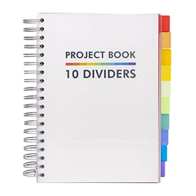 Imagen de Pukka Pad Libro de proyectos B5 con 10 divisores reposicionables para organización 400 páginas perforadas papel 80 g m² cuaderno 200 hojas escuela oficina y hogar blanco 190 x 250 mm