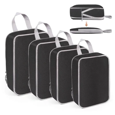 Imagen de WUFANC Organizador Maleta Viaje de 4 Piezas, Packing Cubes Compression, Viajes Accesorios Impermeable Resistente al Desgaste, Travel Essentials Puede Satisfacer Todas Sus Necesidades