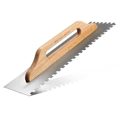 Imagen de llana de alisar a dos manos STAHLWERK 140 x 500 mm, dentado rectangular 10 acero al carbono profesional alta calidad/llana/llana alisar/llana suiza