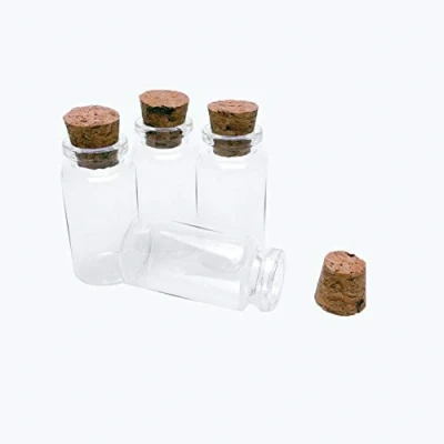 Imagen de Jarvials 12pcs 25ml Mini Botellas de Vidrio Transparentes con Corcho Frascos Vacíos Almacenamiento Decorativas Lindas Cork Pequeña Botella (25ml 30x60x17mm)
