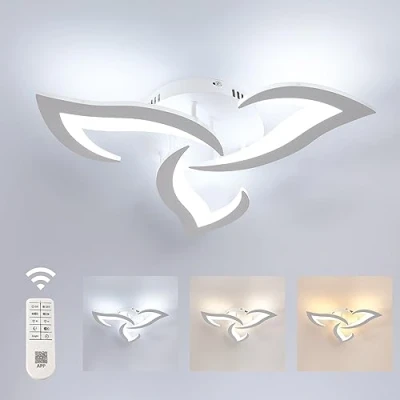 Imagen de Comely Lámpara de Techo LED Regulable, Moderna Plafon Acrílico 35W 3937LM, 3000K 6500K, Accesorio Iluminación con Control Remoto para Dormitorio Sala Estar, Dia 58cm