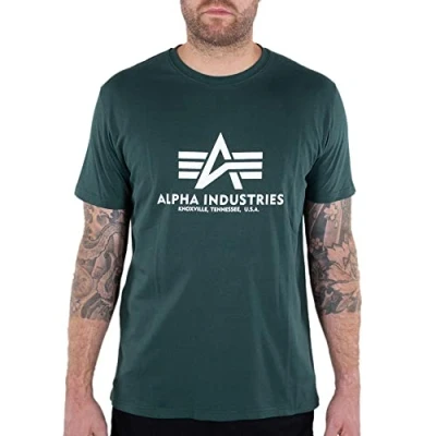 Imagen de ALPHA INDUSTRIES Basic Camiseta, Verde (Navy Green 610), XS para Hombre