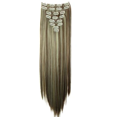 Imagen de CAISHA XXL 60cm Extensiones Rectas Con Clip Postizo Sintético Resistente Al calor Pelo Largo 8 Uds Mezcla Rubia Marrón CES15