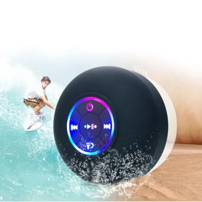 Imagen de GodbTG Shower Speaker Bluetooth Waterproof, Bathroom Waterproof Wireless Speakers with LED Light, Mini Speaker, for (Black)