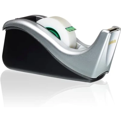 Imagen de Scotch Dispensador para cinta adhesiva Modelo C60 de hasta 19mm x 38m rellenable la escuela, el hogar y oficina Incluye un rollo Color negro plata