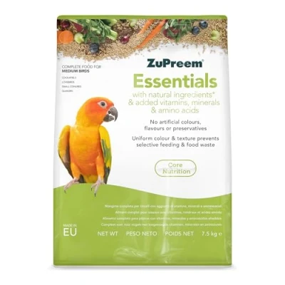 Imagen de Zupreem Essentials Alimento para Aves de Compañía Ingredientes Naturales Pienso Pájaros Indicado Agapornis, Cacatúas NINFA, Cotorras Argentinas y Otros Medianos 7,5 kg