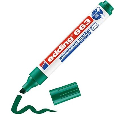 Imagen de edding 363 marcador para pizarras blancas verde 1 rotulador punta biselada 5 mm pizarra blanca, borrado en seco flipchart, tablón de notas recargable