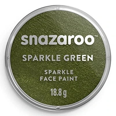 Imagen de Snazaroo Pintura facial y corporal, 18 ml, color verde nacarado, profesional a base de agua, pastilla aquacolor individual para adultos, niños efectos especiales