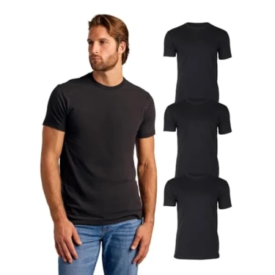 Imagen de True Classic Camiseta de Manga Corta con Cuello Redondo para Hombre, Pack 3 Negro, 2XL