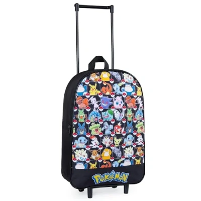 Imagen de Pokémon Maleta Infantil Niños Plegable con Ruedas, 39 x 27 cm, 10.5 litros, 2 Asa Extensible (Negro AOP)