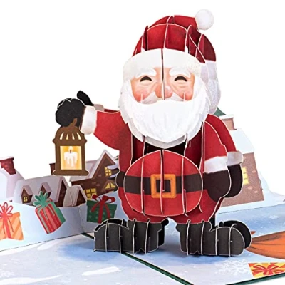 Imagen de papercrush® Tarjeta desplegable de Papá Noel Divertida Navidad 3D para niños, mujeres y hombres Hecho a mano Feliz Billet con sobre