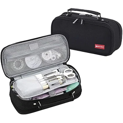 Imagen de EULANT Estuches Escolares 2 Cremalleras &amp; 3 Compartimentos, Estuche de Lápices Gran Capacidad, Grandes para Oficina/Escuela/Almacenamiento Viaje, Negro