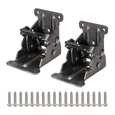 Imagen de EULAPGOE 2 Piezas Soporte Plegable Bisagras, Patas de Mesa Plegables con Bloqueo para el Hardware Bisagra Acero Bronce Oscuro 18 Tornillos