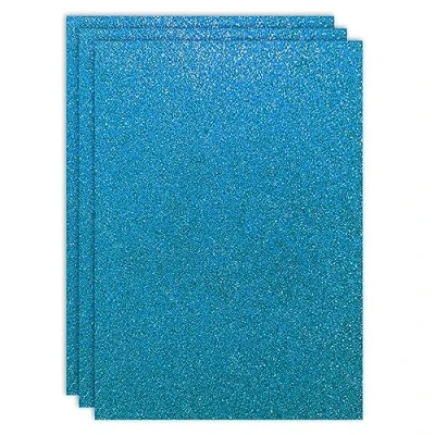 Imagen de RAYLU PAPER Cartulinas Purpurina de Colores Tamaño A4 y 200g/m² Grosor, Hojas Papel Cartulina con Brillante para Manualidades, Pack 3 Unidades (Azul Claro)