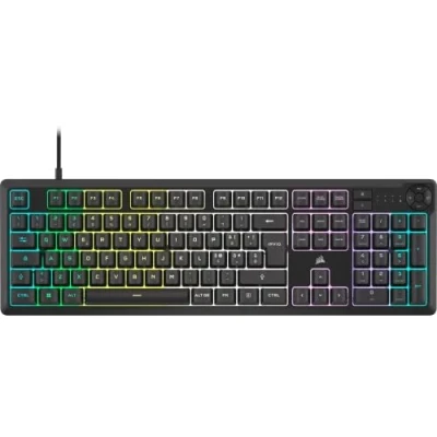 Imagen de Corsair K55 Core RGB Teclado Gaming con Membrana Cableada Interruptor silencioso y Sensible Resistencia a Salpicaduras Diez Zonas Compatible iCUE QWERTY IT PC, Mac Negro