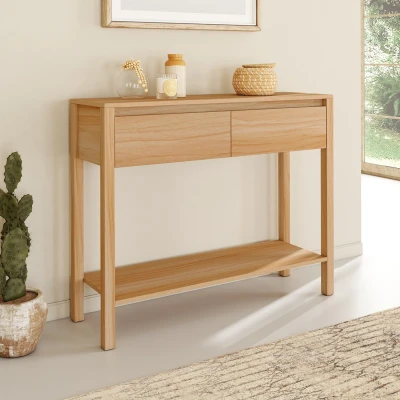 Imagen de Consola TOSCANE de 2 cajones con 1 estante efecto teca