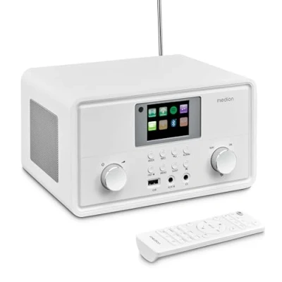 Imagen de MEDION P85027 Radio por Internet (Dab Plus, FM, Spotify Connect, WLAN, Bluetooth, Streaming, Ecualizador, Pantalla a Color, USB, AUX, Despertador, función de repetición