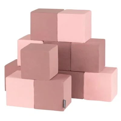 Imagen de KiddyMoon Bloques Blandos 12 Piezas para Niños 14Cm, Cubos: Brecina/Rosa