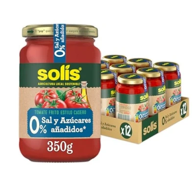 Imagen de SOLÍS Tomate Frito Estilo Casero 0% Sal y Azúcares Añadidos Frasco Cristal Pack de 12 x 350g sin gluten